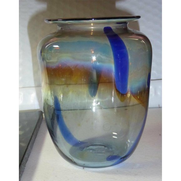 SIGNED A ALLISON Beautiful Art Glass Vase Almost 5" Tall - Picture 6 of 9